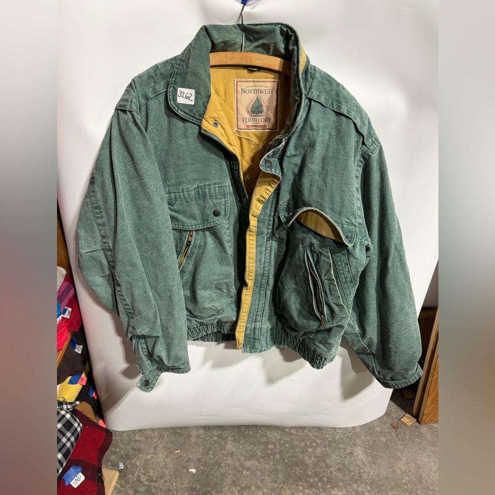 #3262-Northwest Territory Green Canvas Jacket with Mustard Liner - Picture 2 of 4